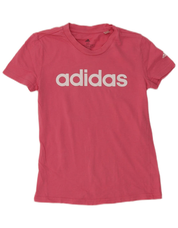 Adidas Damen Grafik T-Shirt Top UK 4/6 XS Rosa Baumwolle