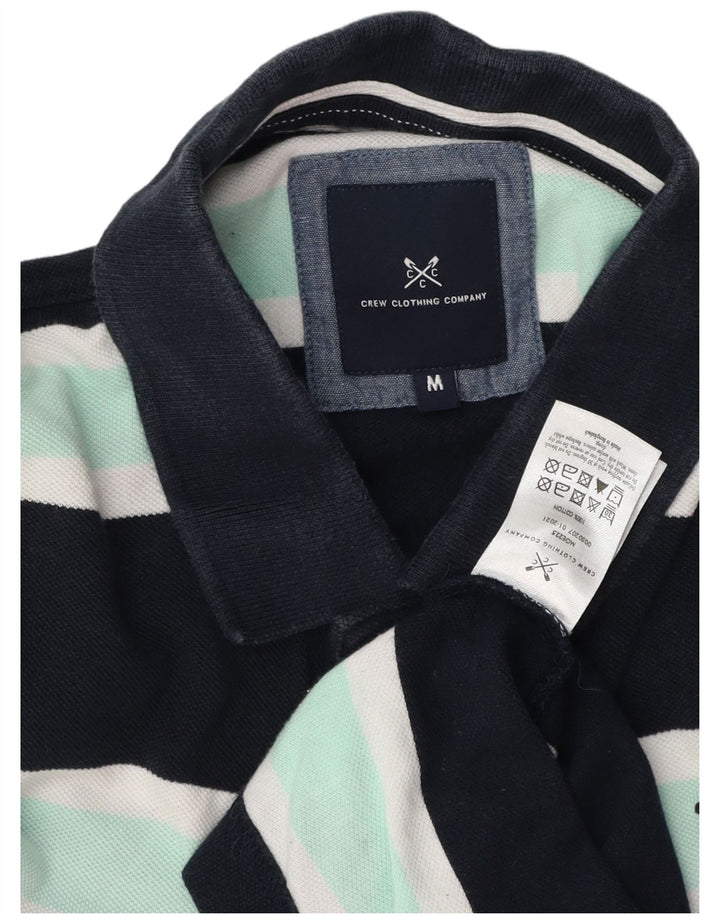 Crew Clothing Herren-Poloshirt aus mittelblauer, gestreifter Baumwolle
