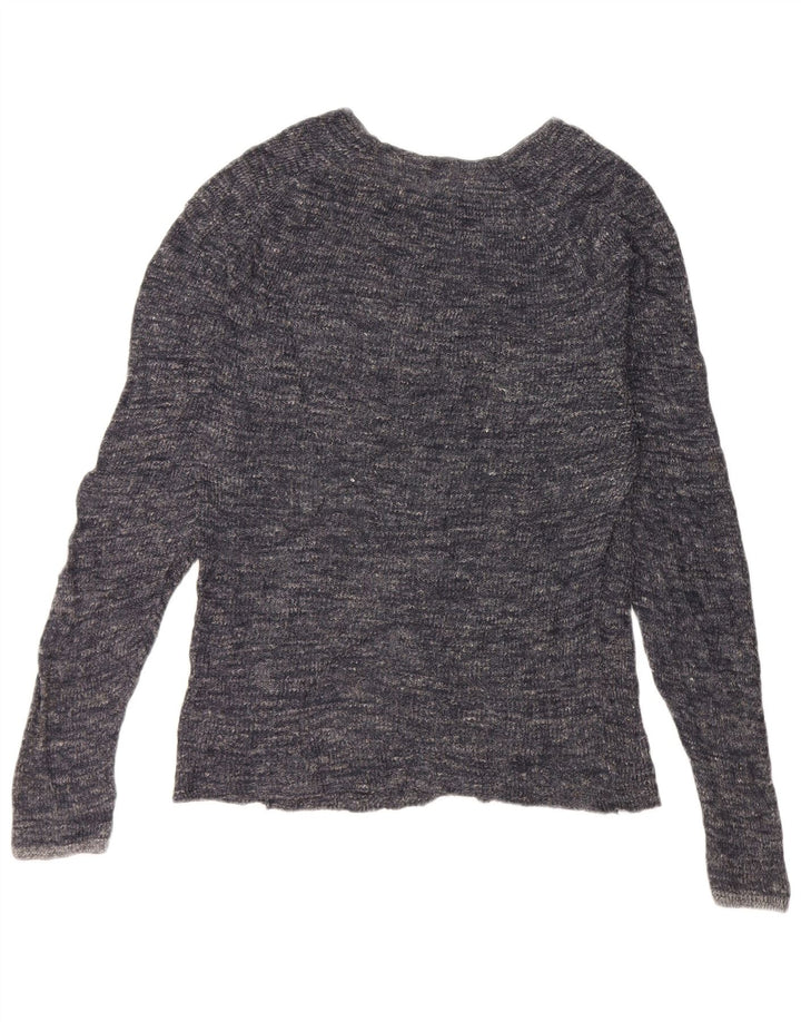 Zara Herren-Pullover mit Rundhalsausschnitt, groß, Marineblau meliert