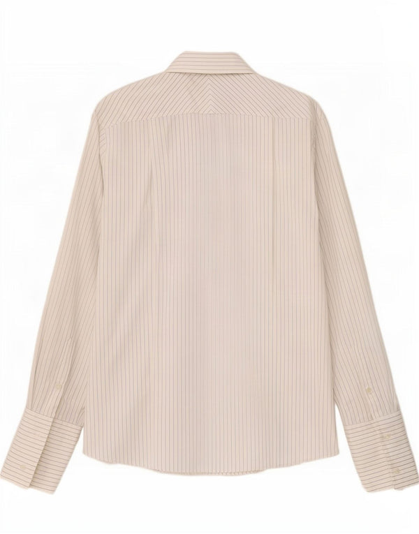 Calvin Klein Mens Formal Shirt Size 40 15 1/2 Medium White Pinstripe Cotton