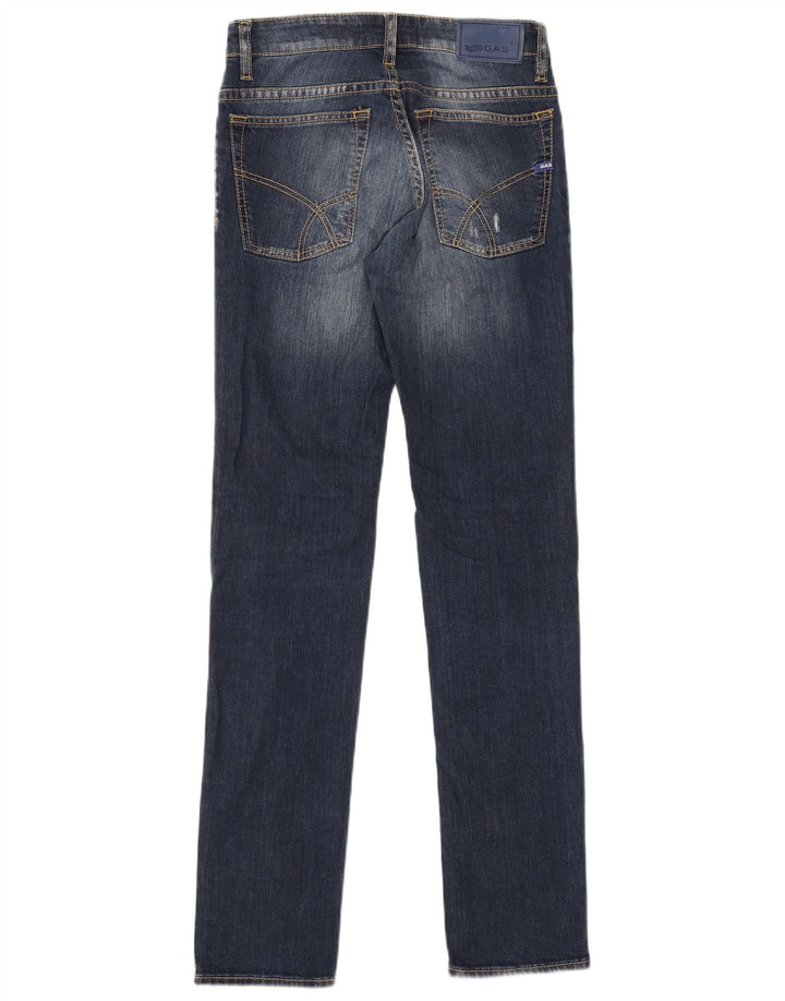 GAS Herren Anders Distressed Slim Jeans W30 L34 Marineblau Baumwolle