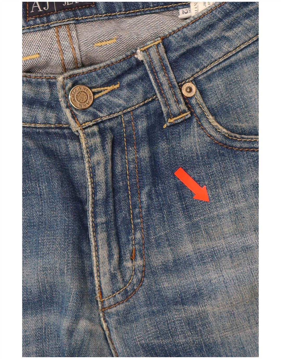 ARMANI Damen Indigo Straight Jeans W27 L28 Blaue Baumwolle