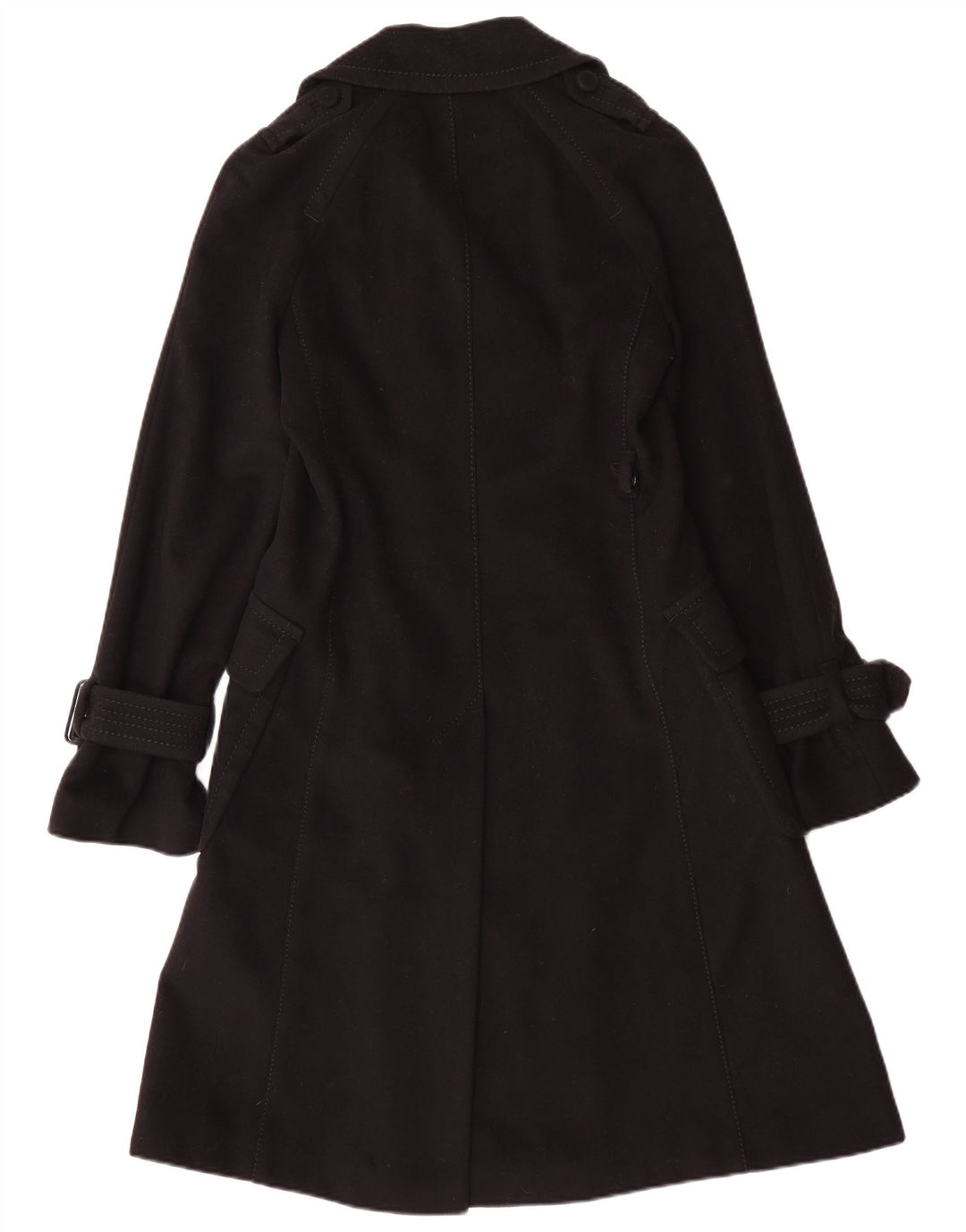Max & Co. Damen Zweireihiger Mantel UK 10 Small Schwarze Wolle