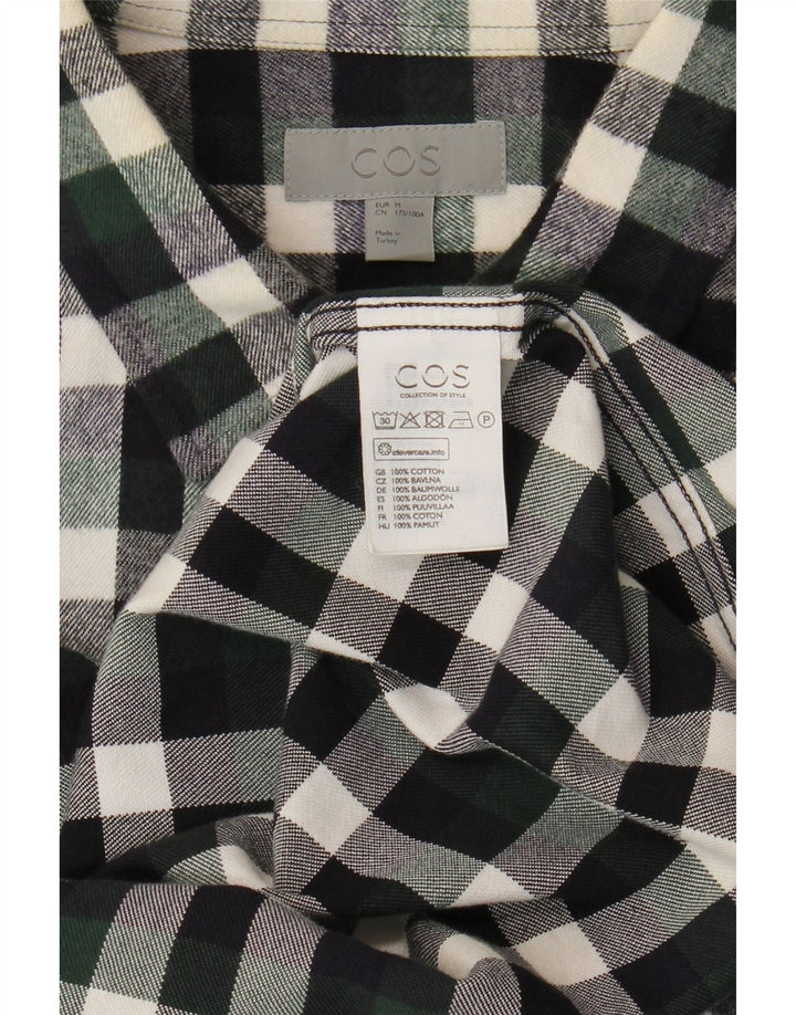 Cos Herren-Flanellhemd, mittelgrün, kariert, Baumwolle