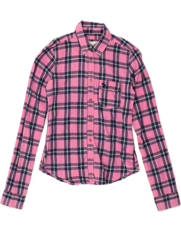 ABERCROMBIE & FITCH Mädchen-Hemd, 11–12 Jahre, mittelrosa, kariert, Baumwolle