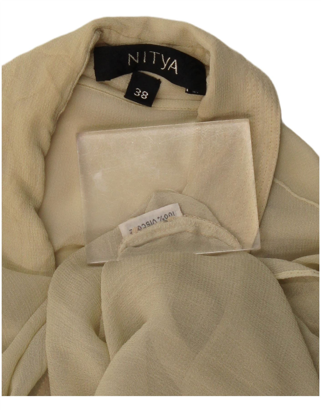 Durchsichtige Damen-Hemdbluse von Nitya, EU 38, mittelbeige Viskose