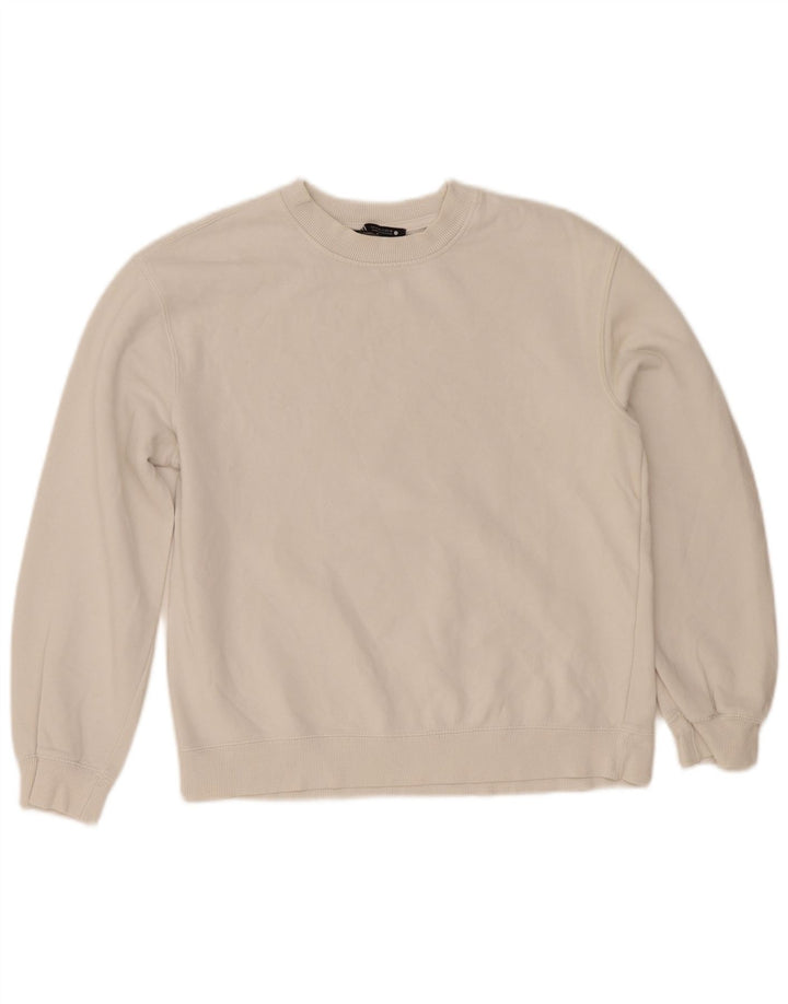 Zara Damen Crop Sweatshirt Pullover UK 10 Small Weiß