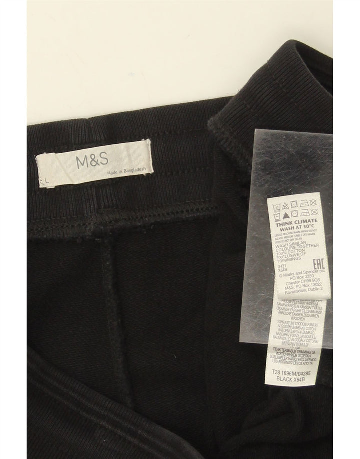 MARKS & SPENCER Womens Tracksuit Trousers UK 14 Large  Black Cotton