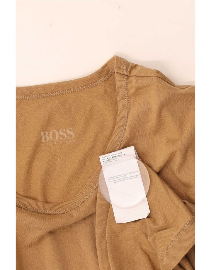 Hugo Boss Herren T-Shirt Top Large Beige Baumwolle