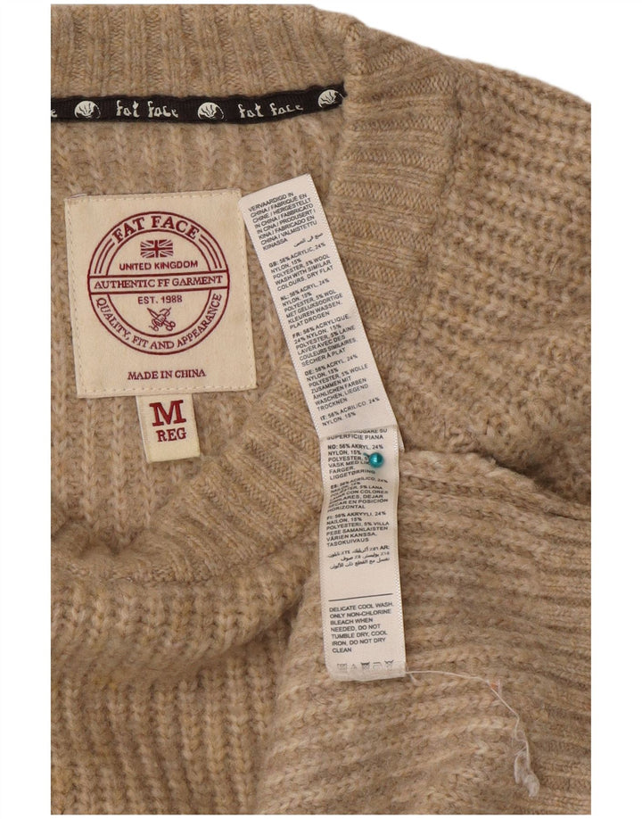 Fat Face Herren-Pullover mit Rundhalsausschnitt, mittelbeigefarbenes Acryl