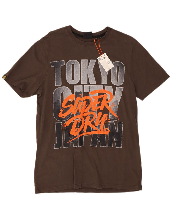 SUPERDRY Herren Grafik-T-Shirt-Oberteil aus mittelgrauer Baumwolle