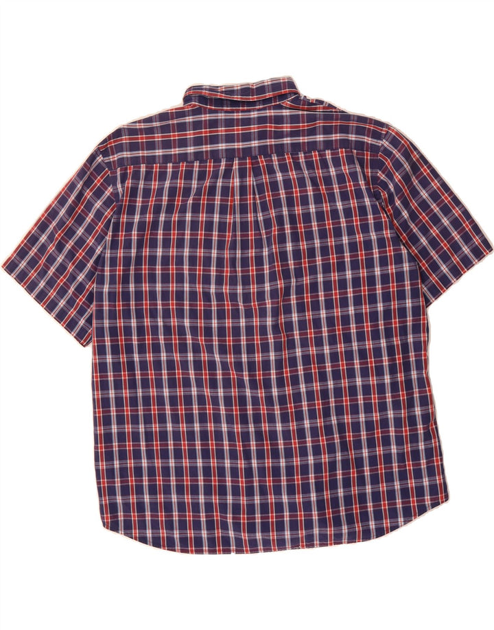 DOCKERS Mens Short Sleeve Shirt 2XL Navy Blue Check Cotton Vintage Dockers and Second-Hand Dockers from Messina Hembry 
