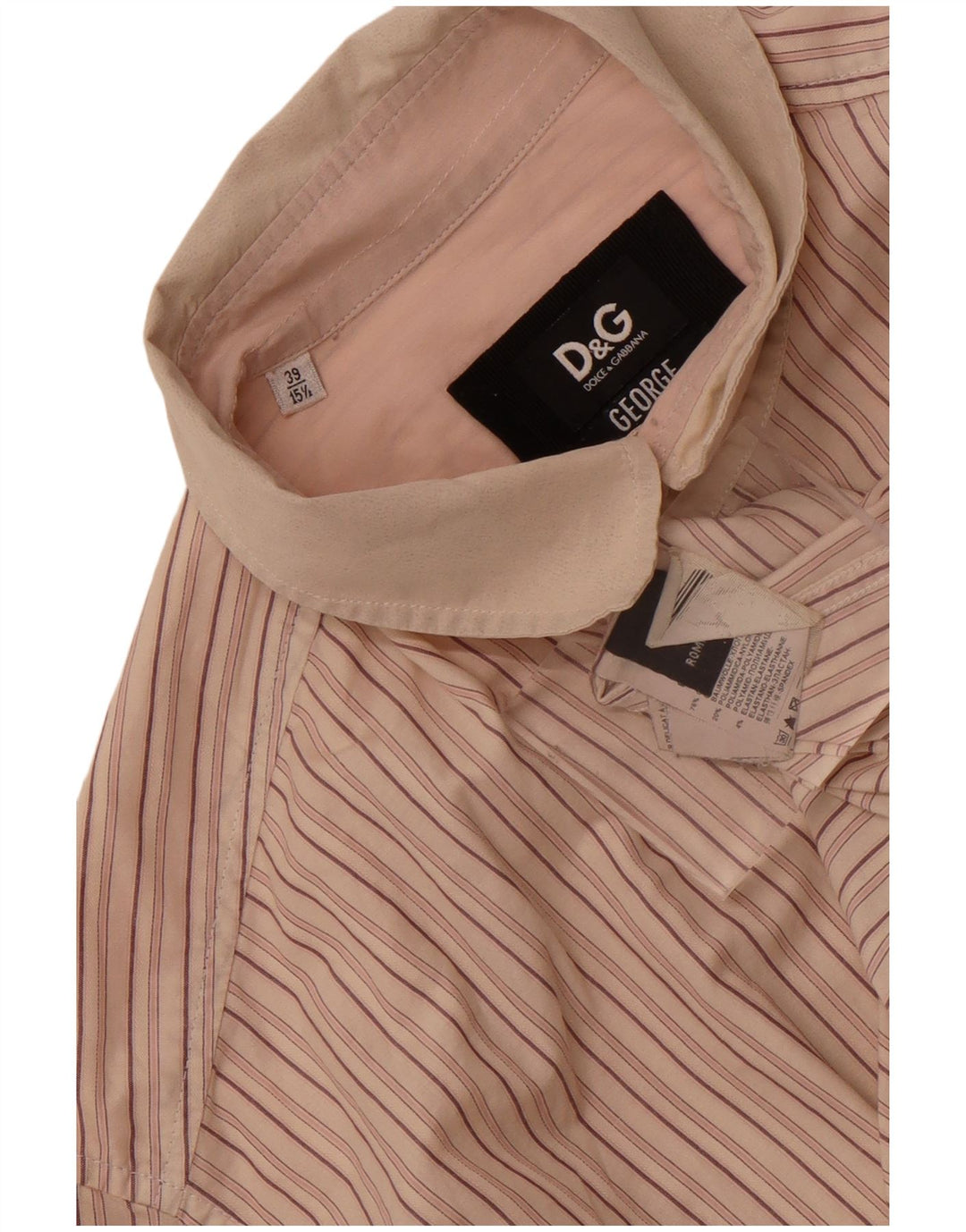 Dolce & Gabbana Herren George Hemd Größe 39 15 1/2 Mittelbeige gestreift