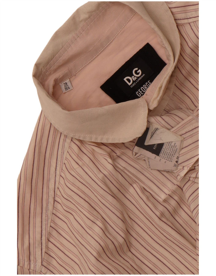 Dolce & Gabbana Herren George Hemd Größe 39 15 1/2 Mittelbeige gestreift