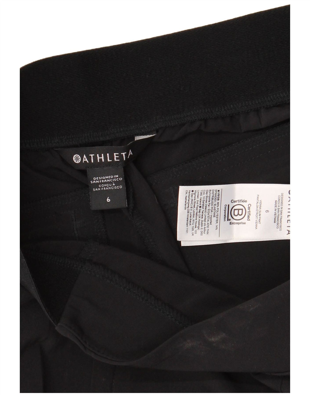 ATHLETA Damen Tapered Chino-Hose US 6 Medium W30 L30 Schwarz Polyester