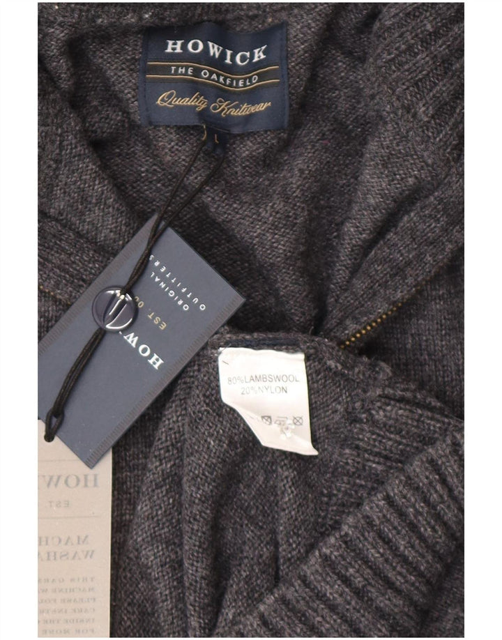 Howick Herren-Pullover mit Reißverschluss am Hals, große graue Wolle