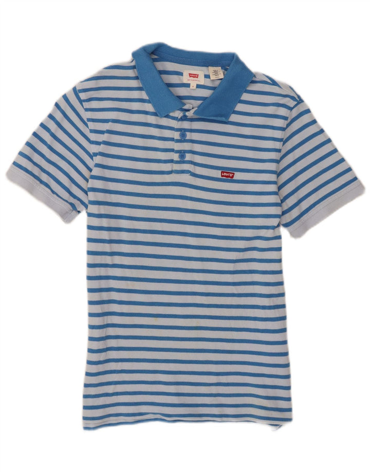 Levi's Mens Polo Shirt Small Blue Striped Cotton