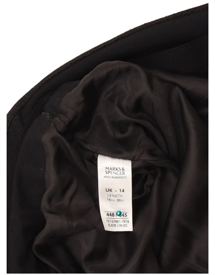 Marks & Spencer Damen A-Linienrock UK 14 Medium W30 Schwarz Polyester