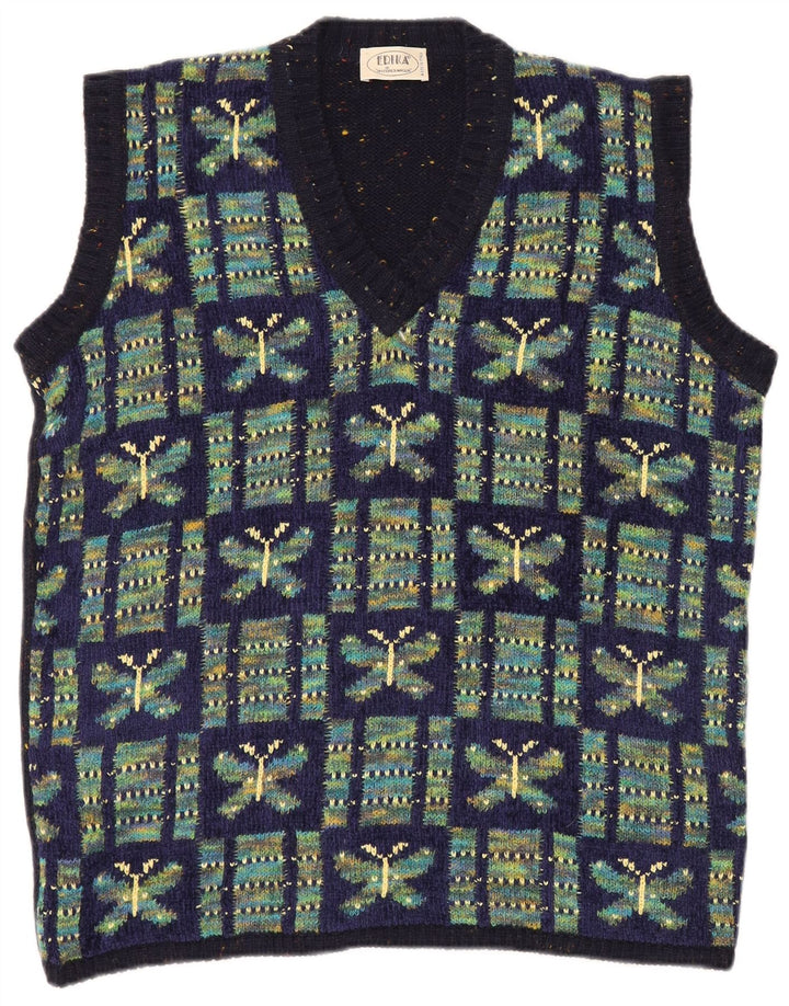 Erika Damen Tanktop UK 20 2XL Marineblau kariert Polyacryl Schmetterling