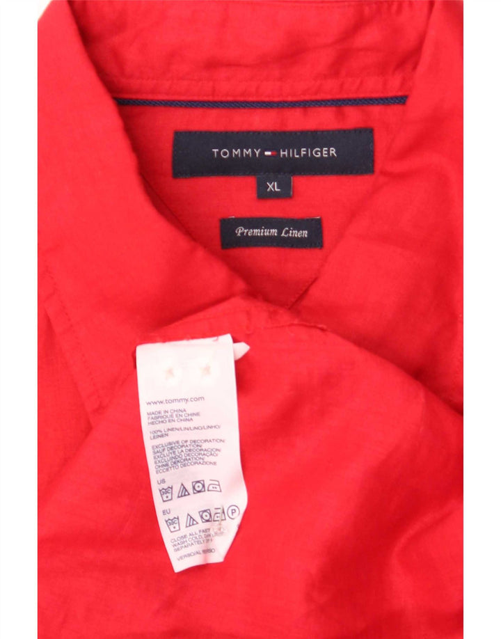 Tommy Hilfiger Herrenhemd XL, rotes Leinen