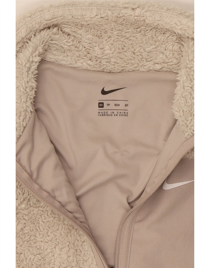 NIKE Damen-Fleecejacke in Übergröße, UK 6, XS, beige, Colourblock-Polyester