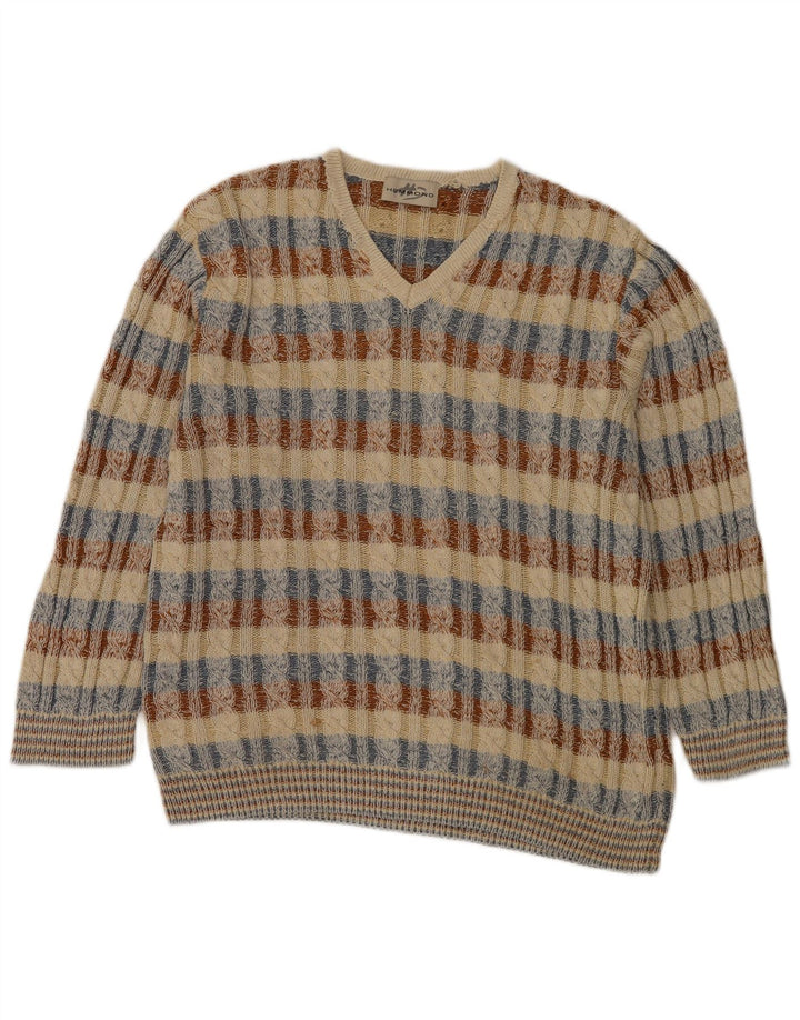 Hemmond Herren-Pullover mit V-Ausschnitt, XL, mehrfarbig, kariert, Baumwolle