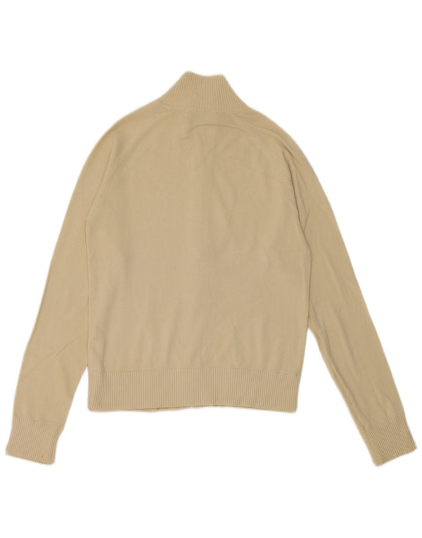 Zara Damen Crop Cardigan Pullover UK 12 Mittelbeige Baumwolle