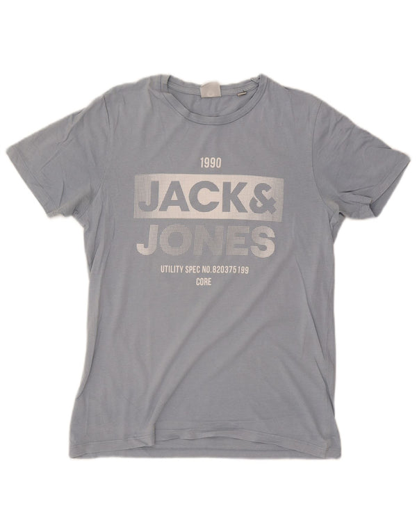 Jack & Jones Herren Grafik-T-Shirt-Oberteil aus mittelblauer Baumwolle