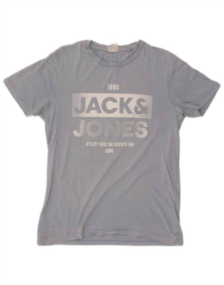 Jack & Jones Herren Grafik-T-Shirt-Oberteil aus mittelblauer Baumwolle