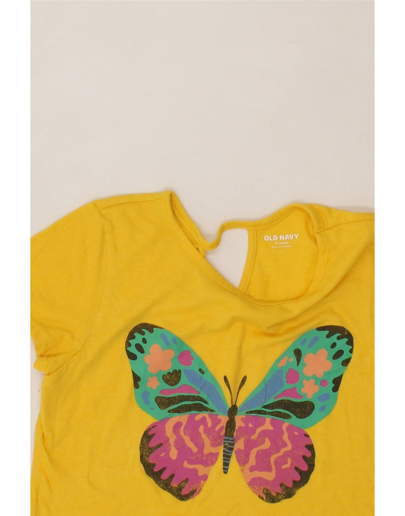 OLD NAVY Girls Graphic T-Shirt Top 12-13 Years XL Yellow Cotton Vintage Old Navy and Second-Hand Old Navy from Messina Hembry 