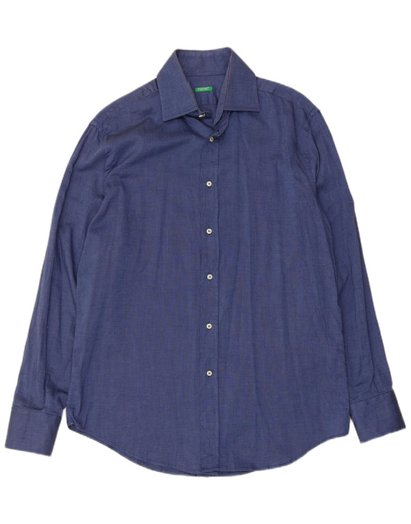 Benetton Herrenhemd XL Marineblau aus Baumwolle