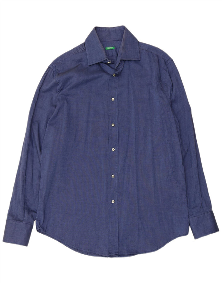 Benetton Herrenhemd XL Marineblau aus Baumwolle