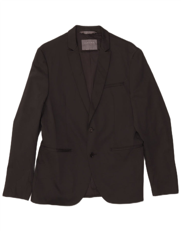 Zara Herren-Blazer mit 2 Knöpfen, EU 50, mittelschwarz, Polyester