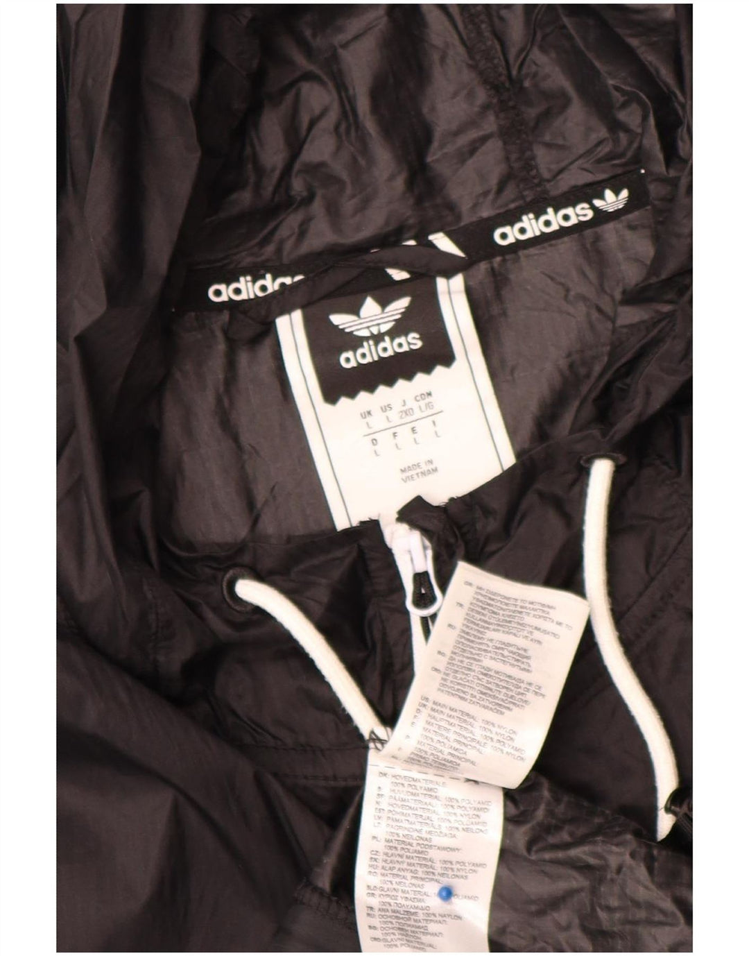Adidas Herren Kapuzen-Regenjacke UK 40 Large Schwarz Nylon