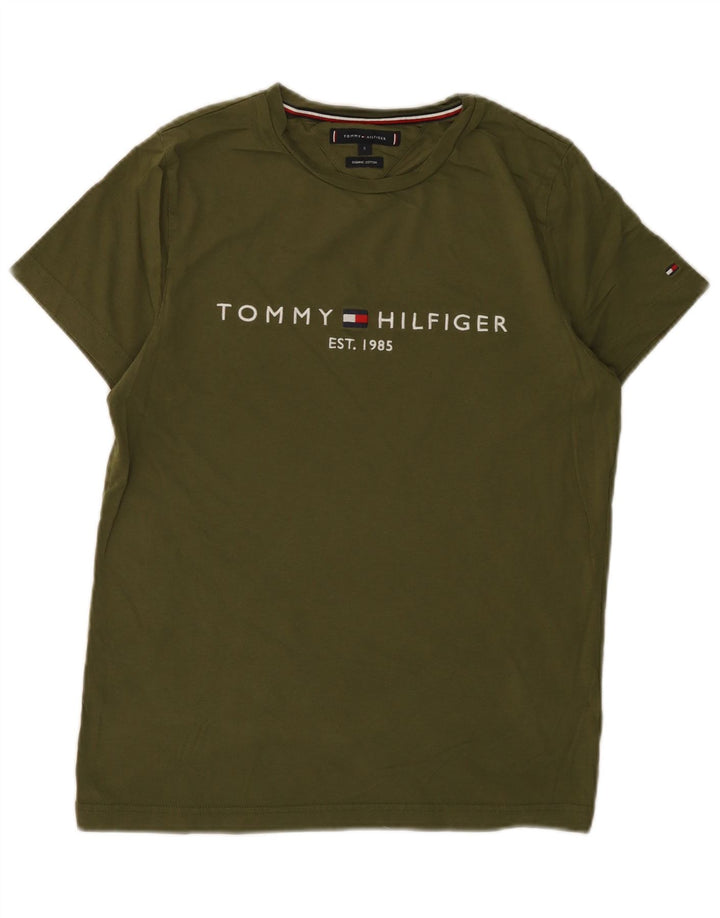 TOMMY HILFIGER Herren Grafik T-Shirt Top Small Khaki Baumwolle