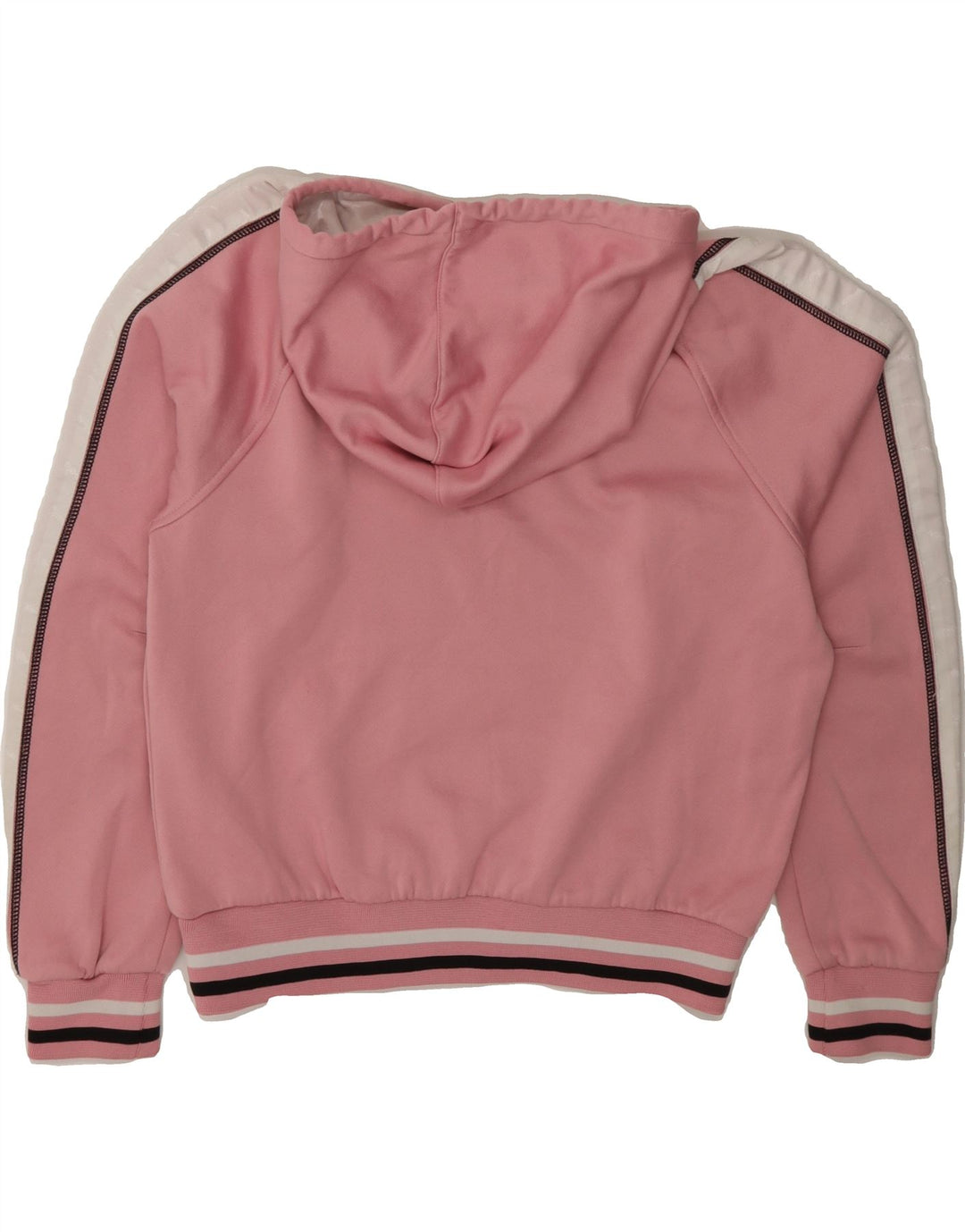 PUMA Womens Graphic Hoodie Jumper UK 12 Medium Pink Colourblock Polyester Vintage Puma and Second-Hand Puma from Messina Hembry 