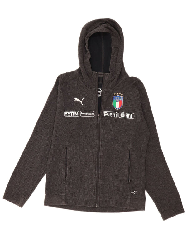 Puma Damen Italia Graphic Zip Hoodie Pullover UK 12 Mittelgraue Baumwolle