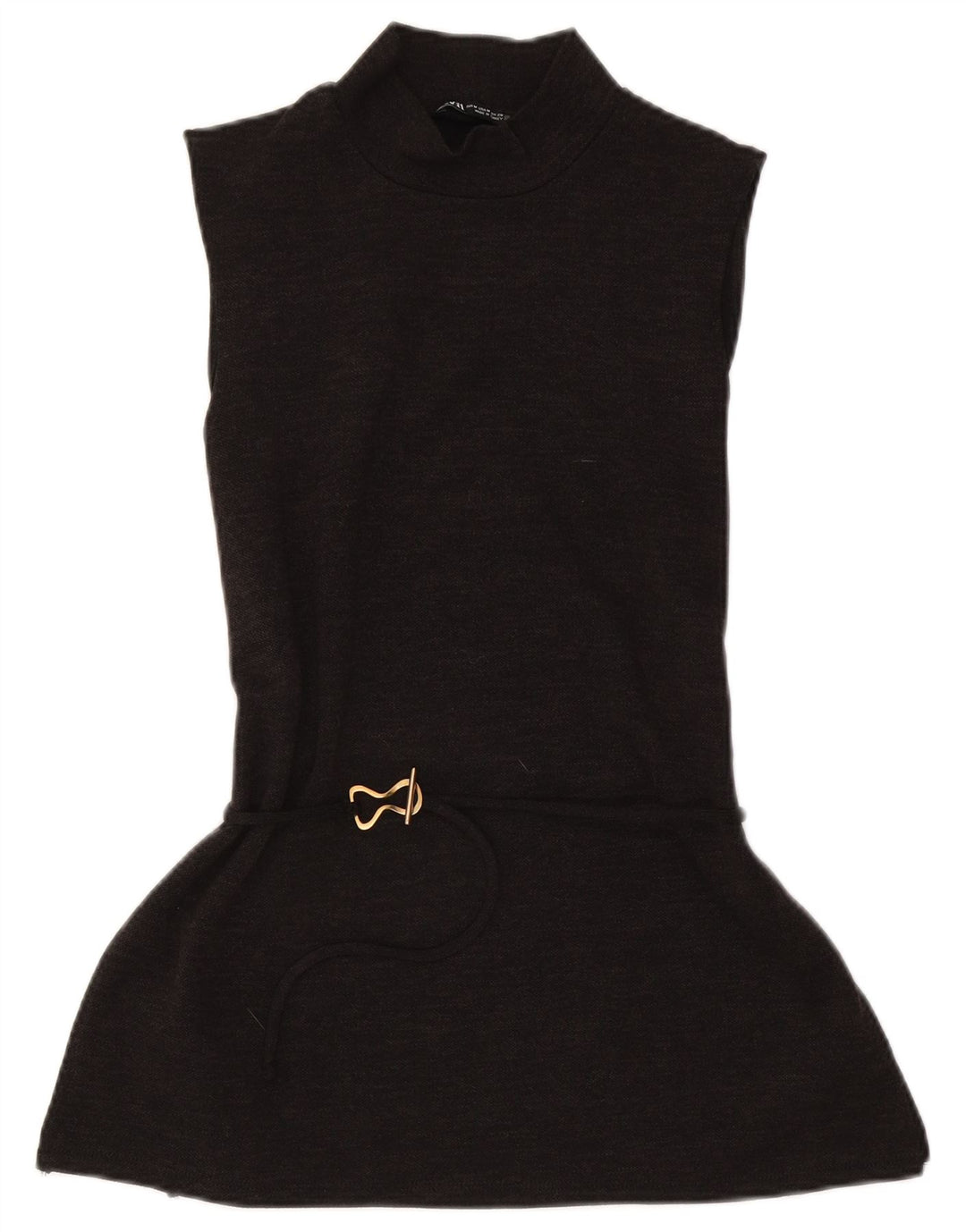 Zara Damen Ärmelloses Basic-Kleid UK 12 Mittelbraunes Polyester