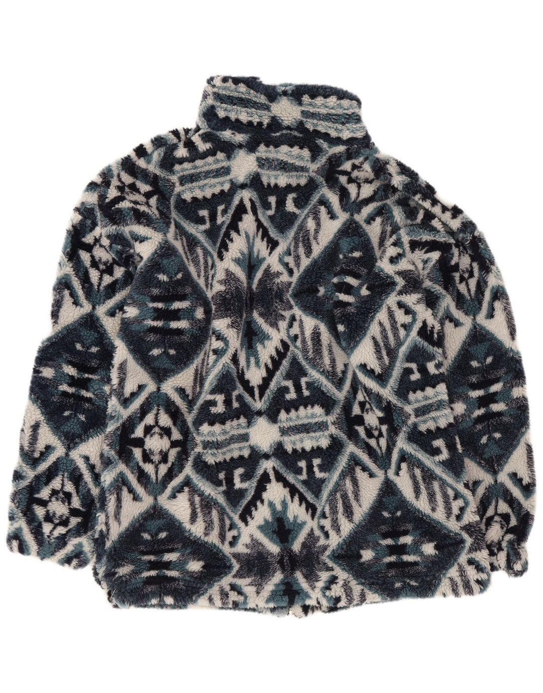 Vintage Herren Fleecejacke UK 36 Small Marineblau Geometrisch Aztekisch