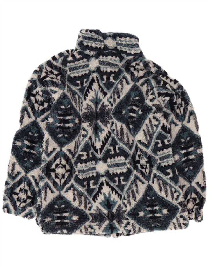 Vintage Herren Fleecejacke UK 36 Small Marineblau Geometrisch Aztekisch