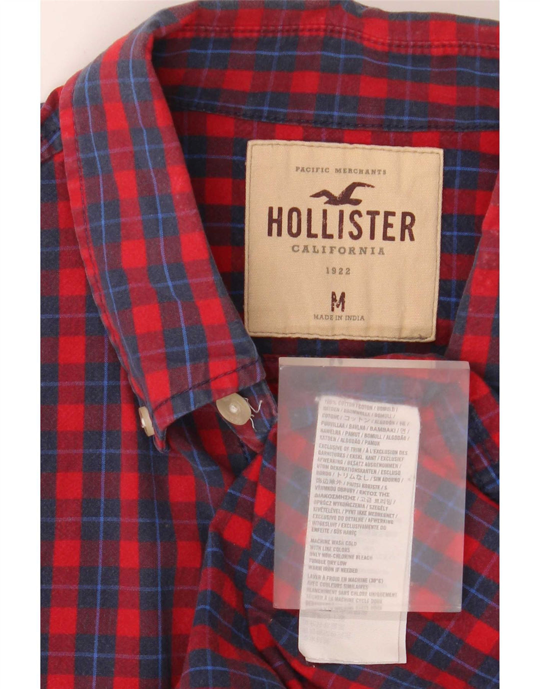 Hollister Herrenhemd aus mittelroter Karo-Baumwolle