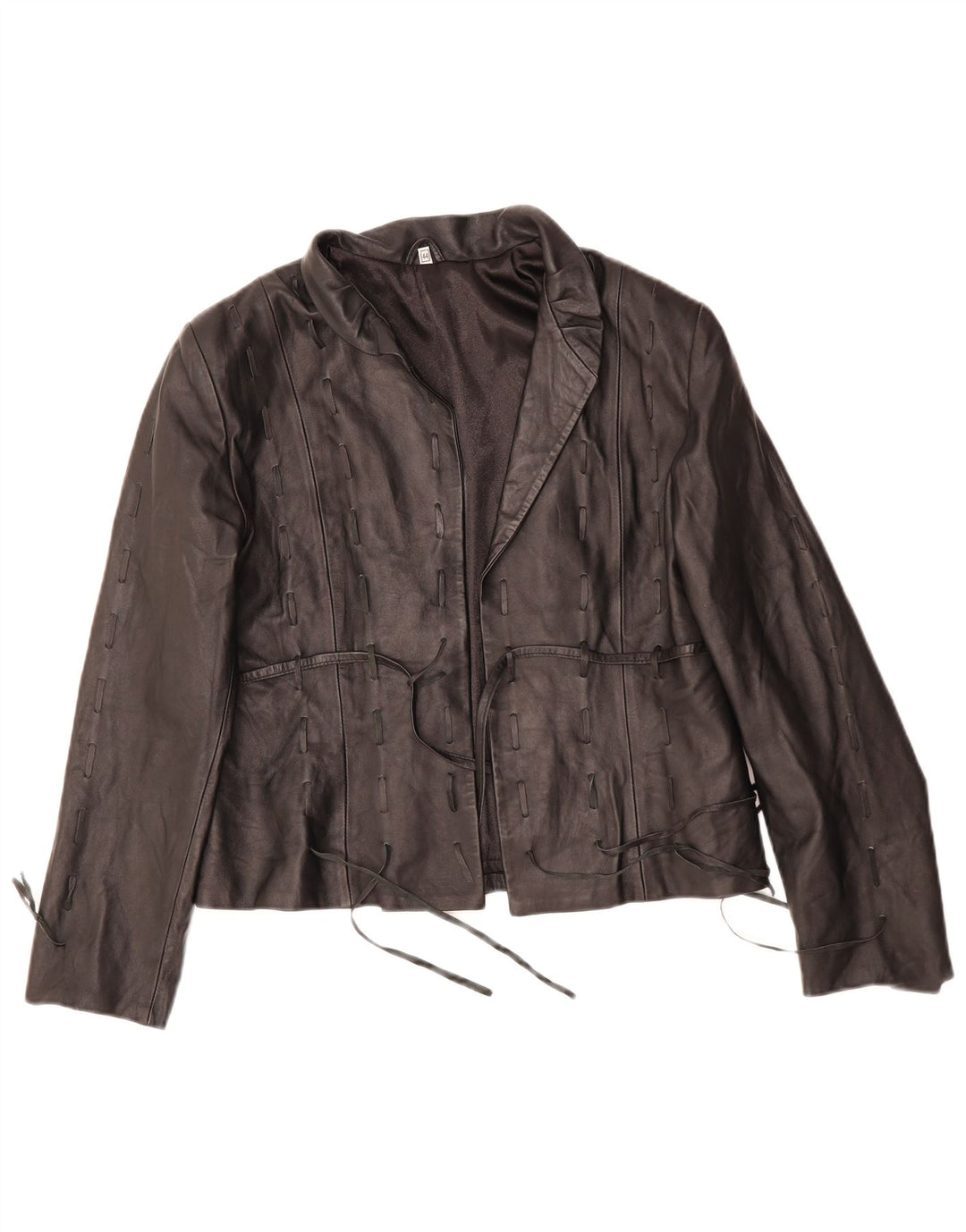 VINTAGE Damen Lederjacke IT 44 Medium Schwarz