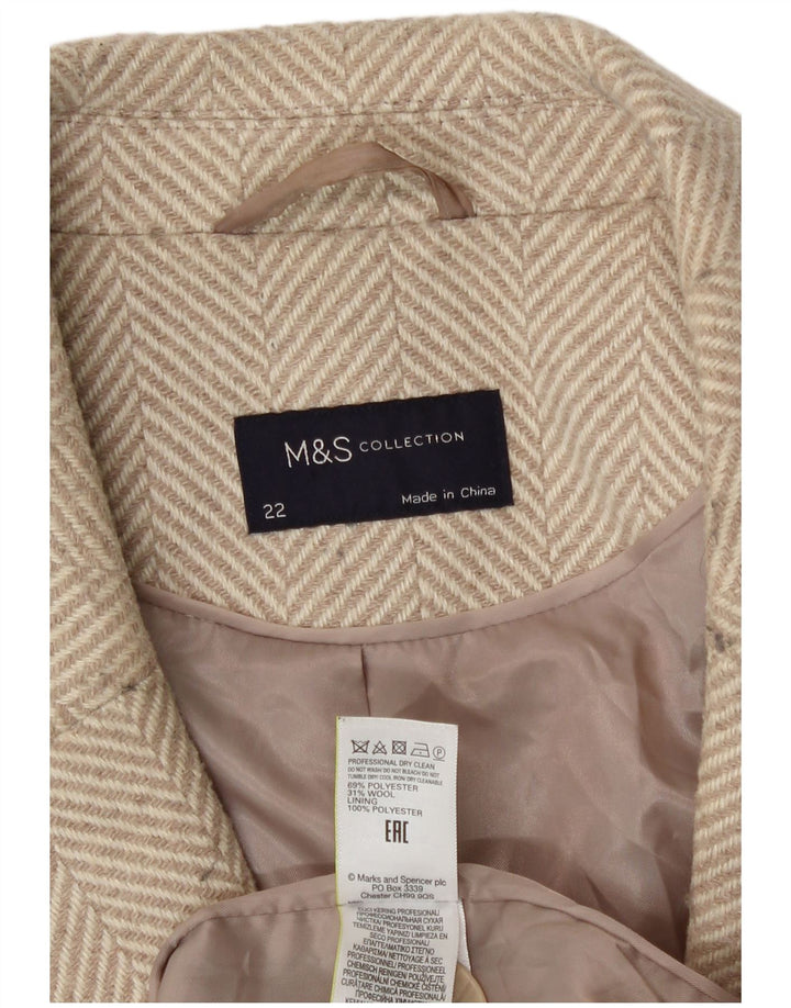 Marks & Spencer Damenmantel UK 22 3XL Beige Herringbone Polyester