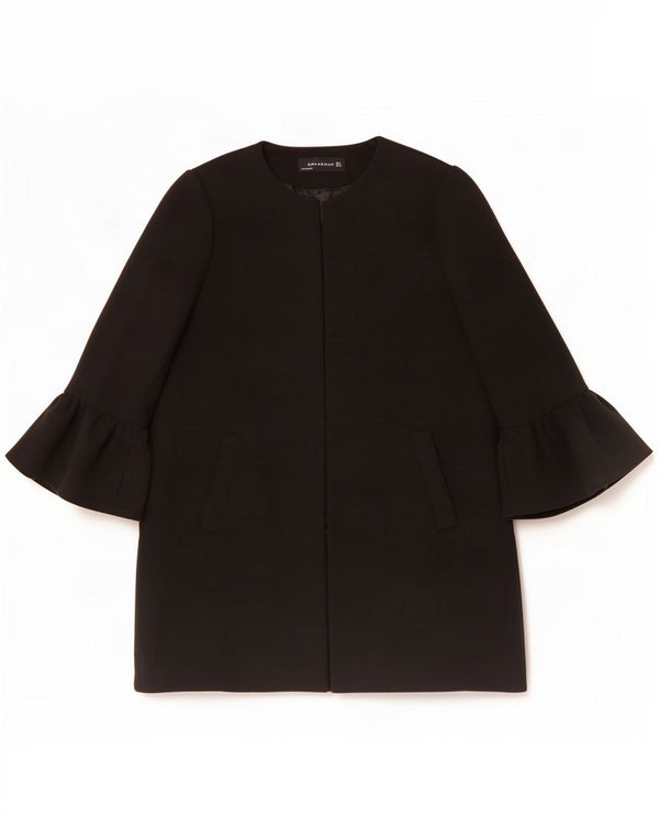 Zara Womens Open Overcoat UK 16 Large Schwarz Polyester