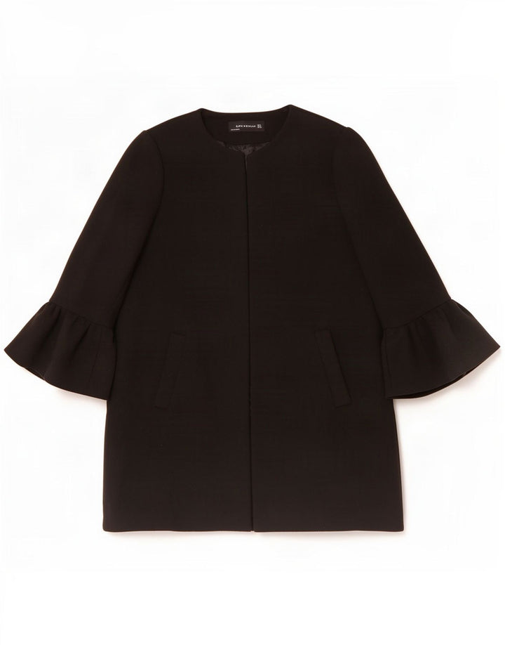 Zara Womens Open Overcoat UK 16 Large Schwarz Polyester