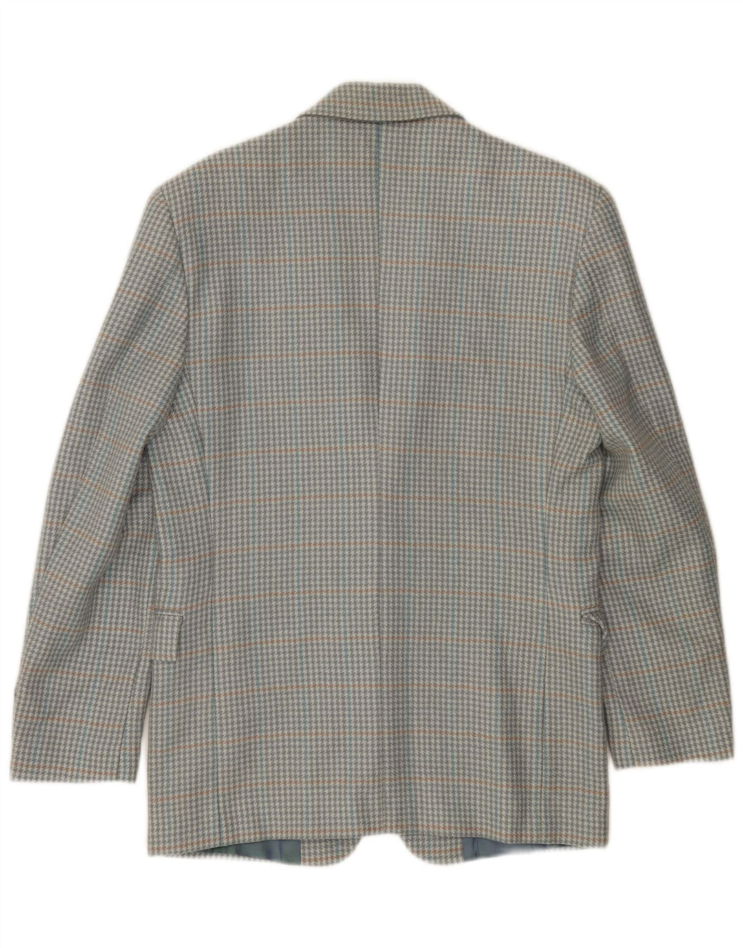 VINTAGE Herren 2-Knopf-Blazerjacke IT 46 Kleine graue Hahnentritt-Schurwolle