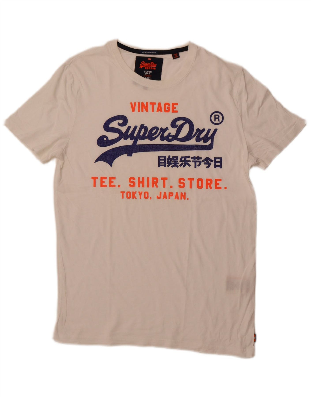 SUPERDRY Herren-T-Shirt mit Grafik, Größe L, aus weißer Baumwolle
