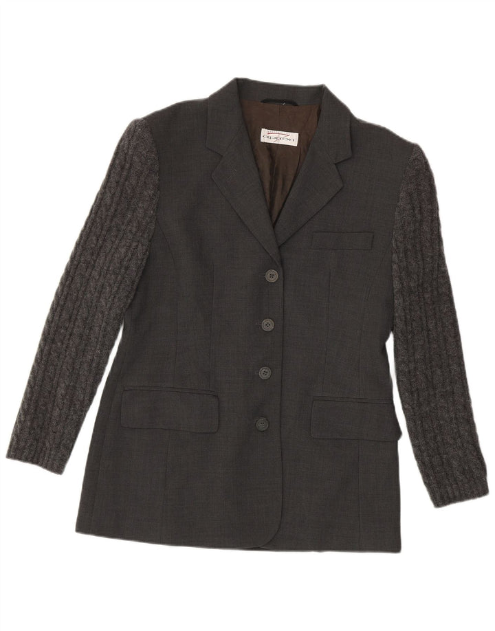 Apriori Damen-Blazerjacke mit 4 Knöpfen, UK 12, Mittelgrau, Polyester
