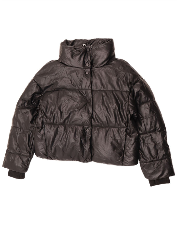 Zara Damen Wattierte Jacke UK 16 Large Schwarz Polyester