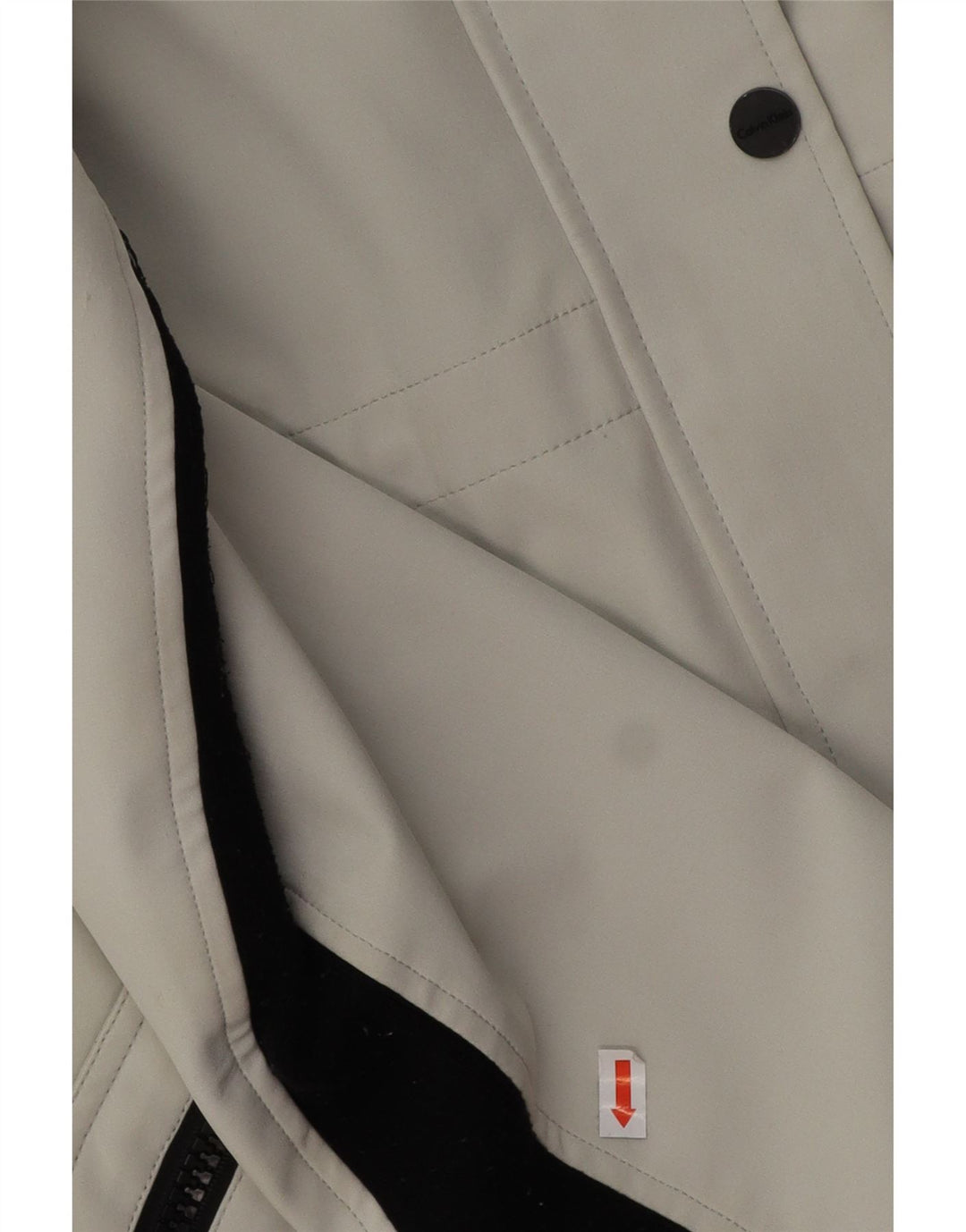 CALVIN KLEIN Damen-Windbreaker-Mantel mit Kapuze, UK 16, Größe L, grau, Polyester